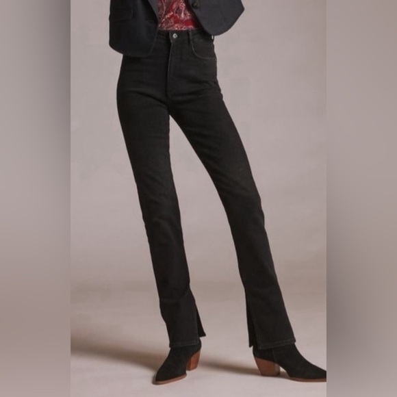 Pilcro Denim - ANTHROPOLOGIE PILCRO JEANS THE SPLIT STRAIGHT BOOTCUT LONG BLACK CHARCOAL 27 EUC